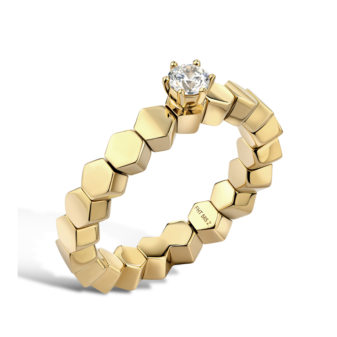 Solitärring "Okta" - 585 Gelbgold