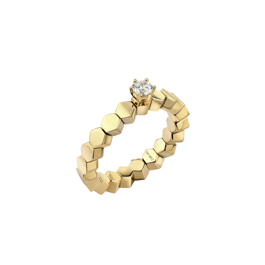 Solitärring "Okta" - 585 Gelbgold