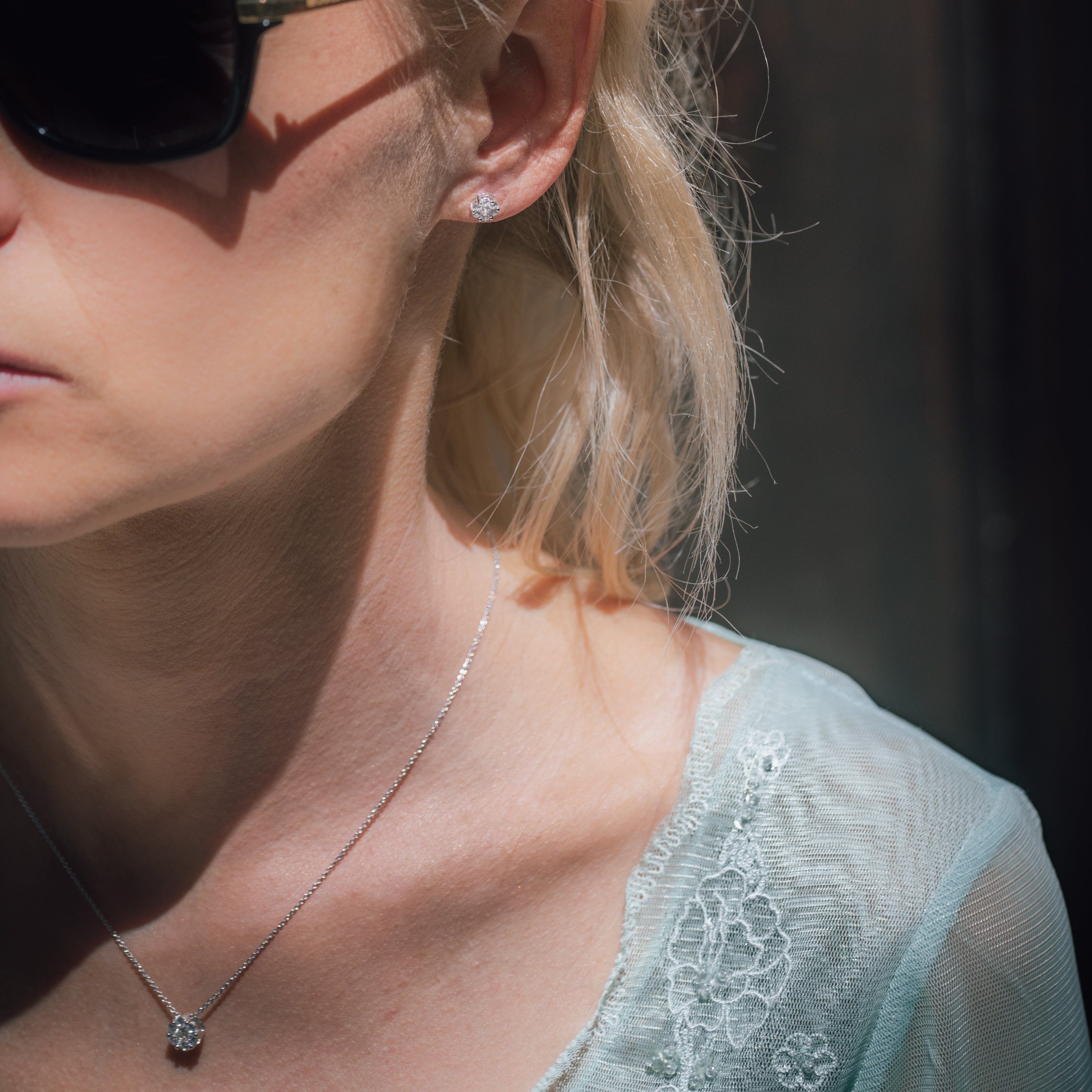 Ohrstecker "Flora" Grande 585 Weißgold