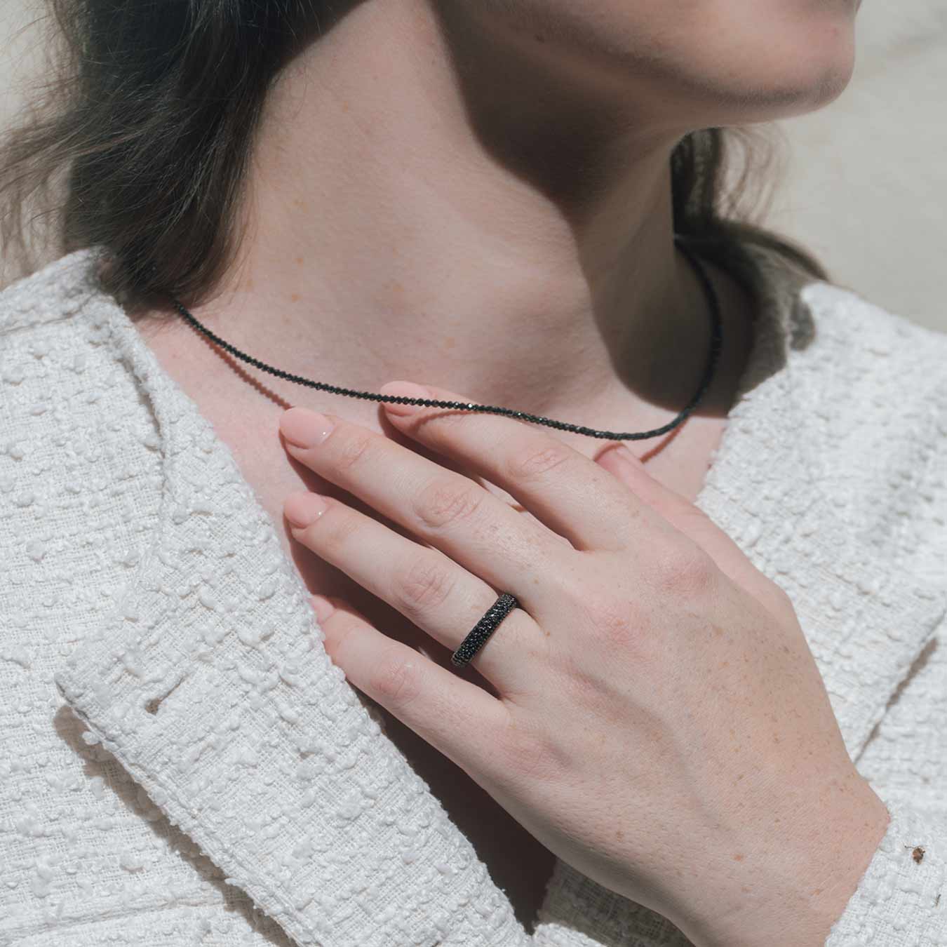 Diamantkette schwarz 14Ct - 585 Weißgold