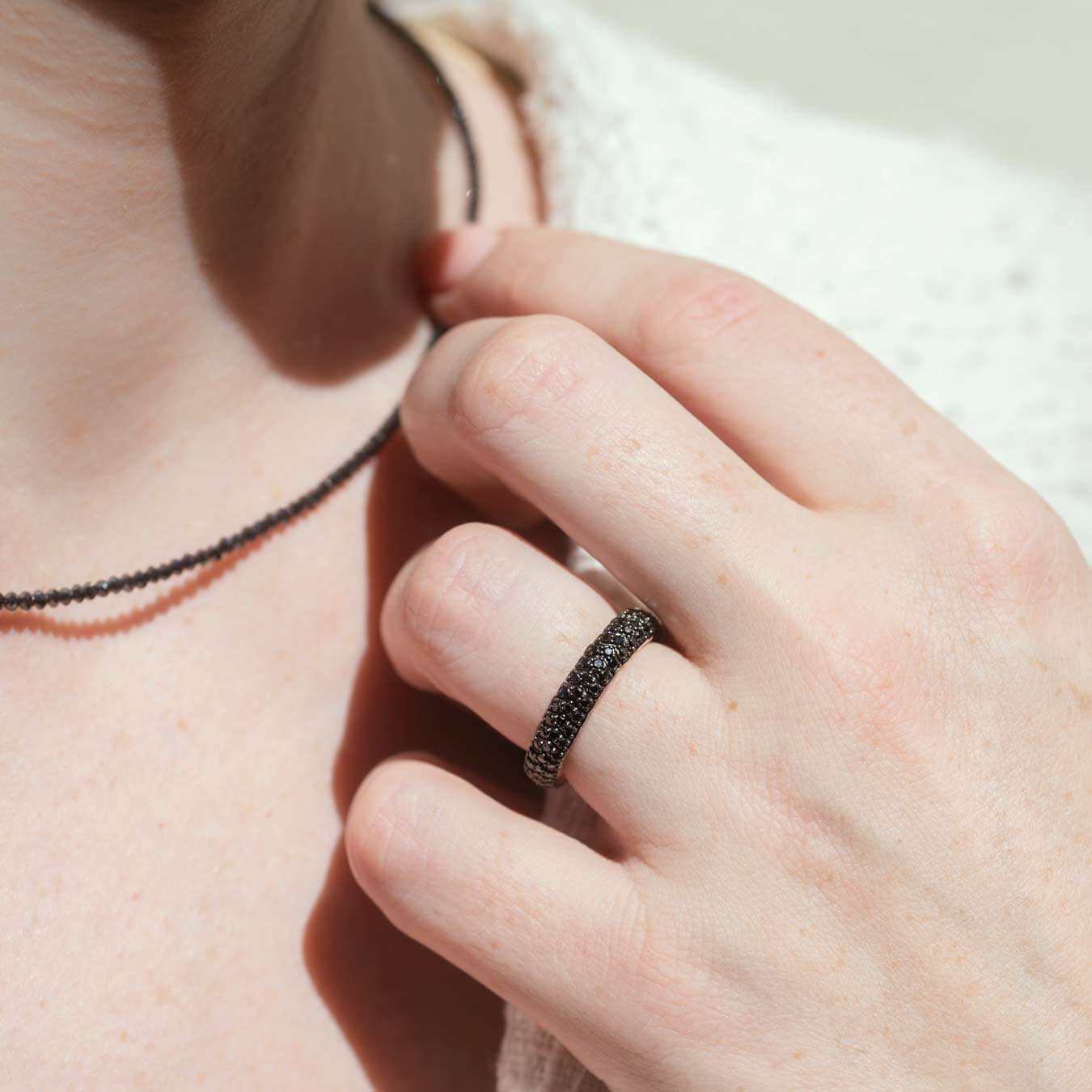 Diamantkette schwarz 14Ct - 585 Weißgold