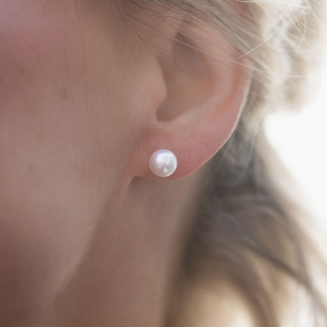 Perlohrstecker mit Akoyaperlen 7,00 mm - 585 Gelbgold