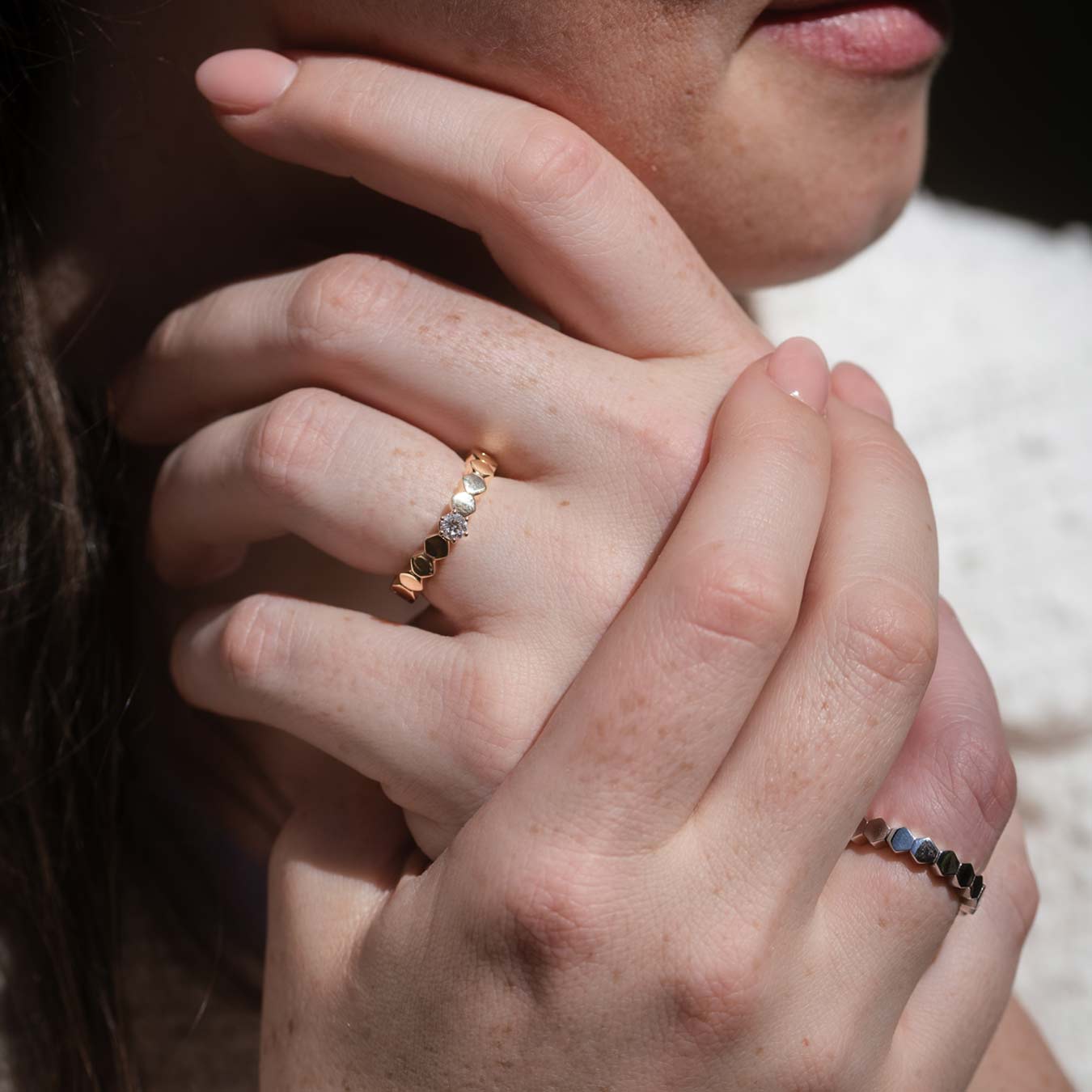 Damenring "Okta" - 585 Weißgold