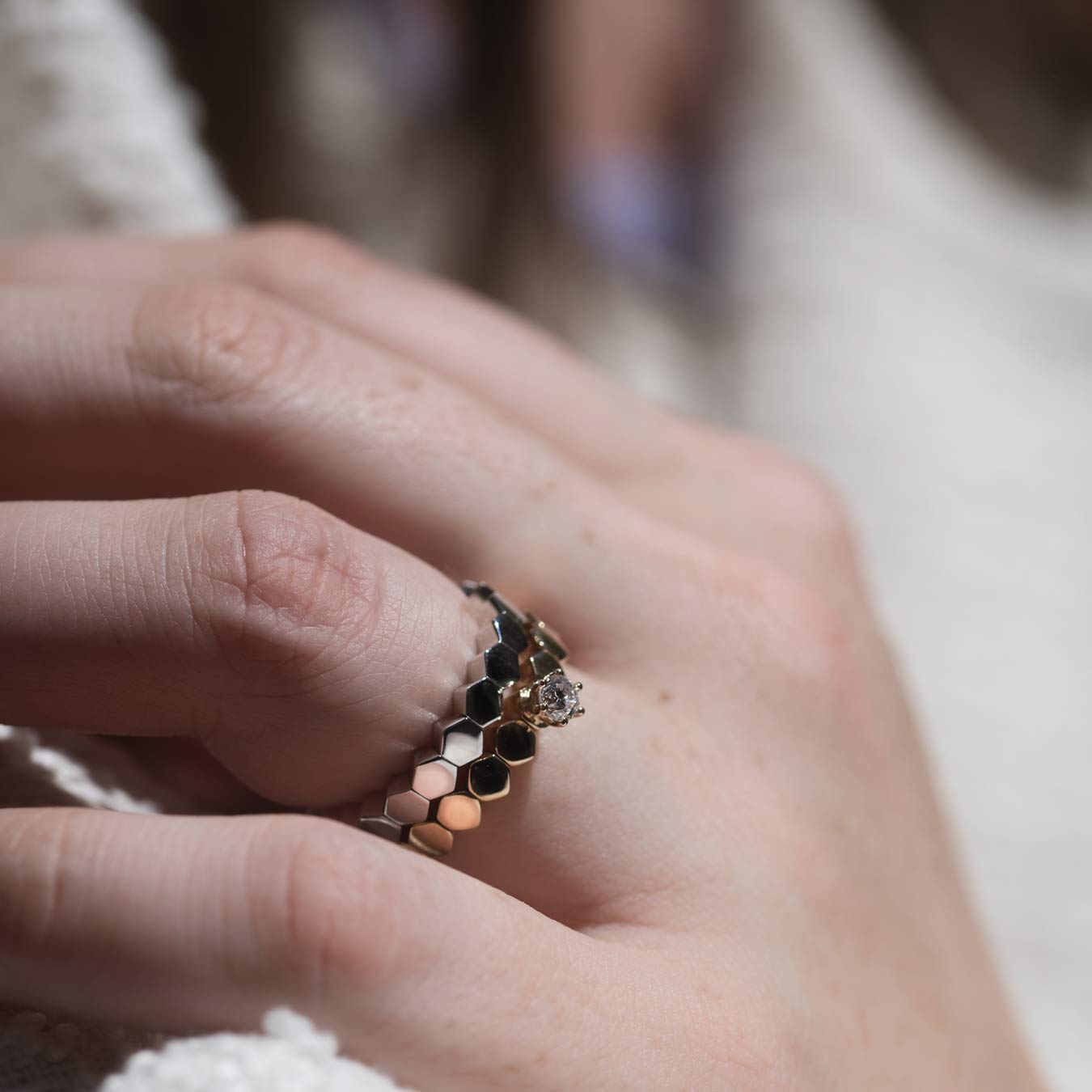 Damenring "Okta" - 585 Weißgold