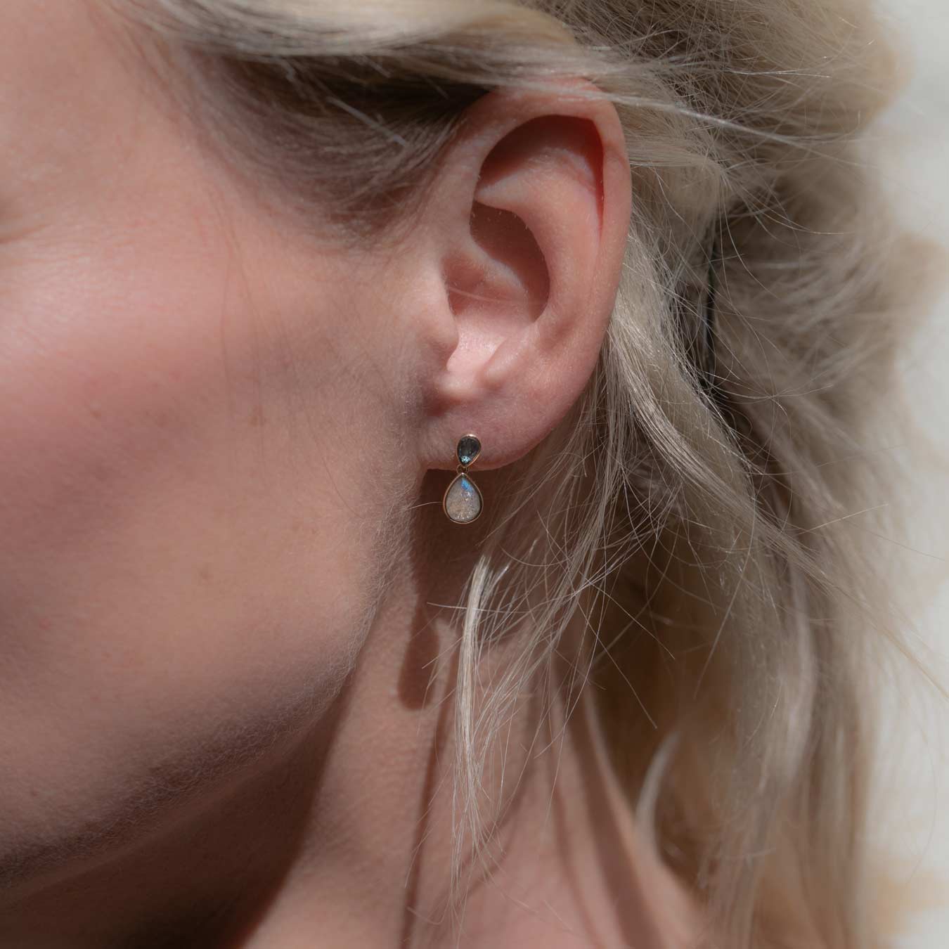 Ohrstecker mit Labradorit und Topas