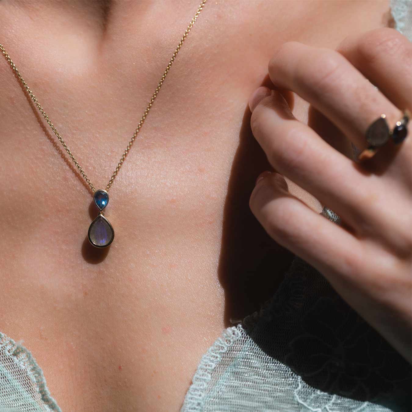 Collier mit Labradorit und Topas