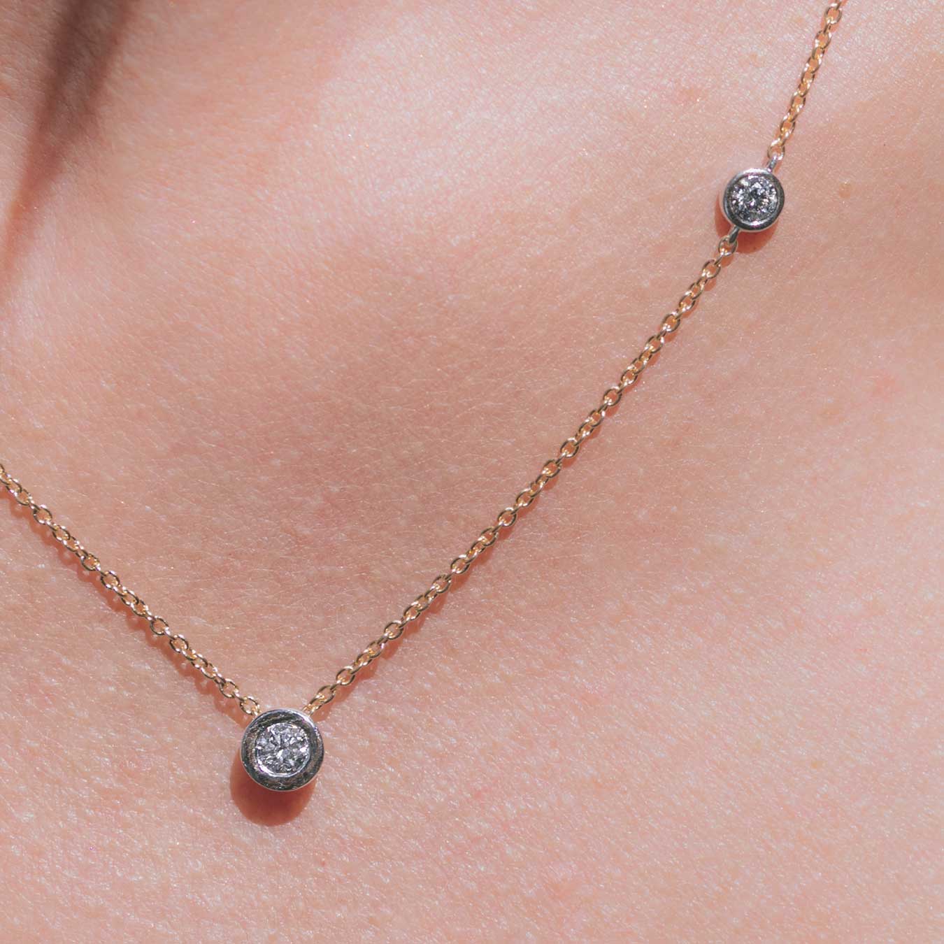 Damencollier "Contessa" - 585 Gelbgold/Weißgold