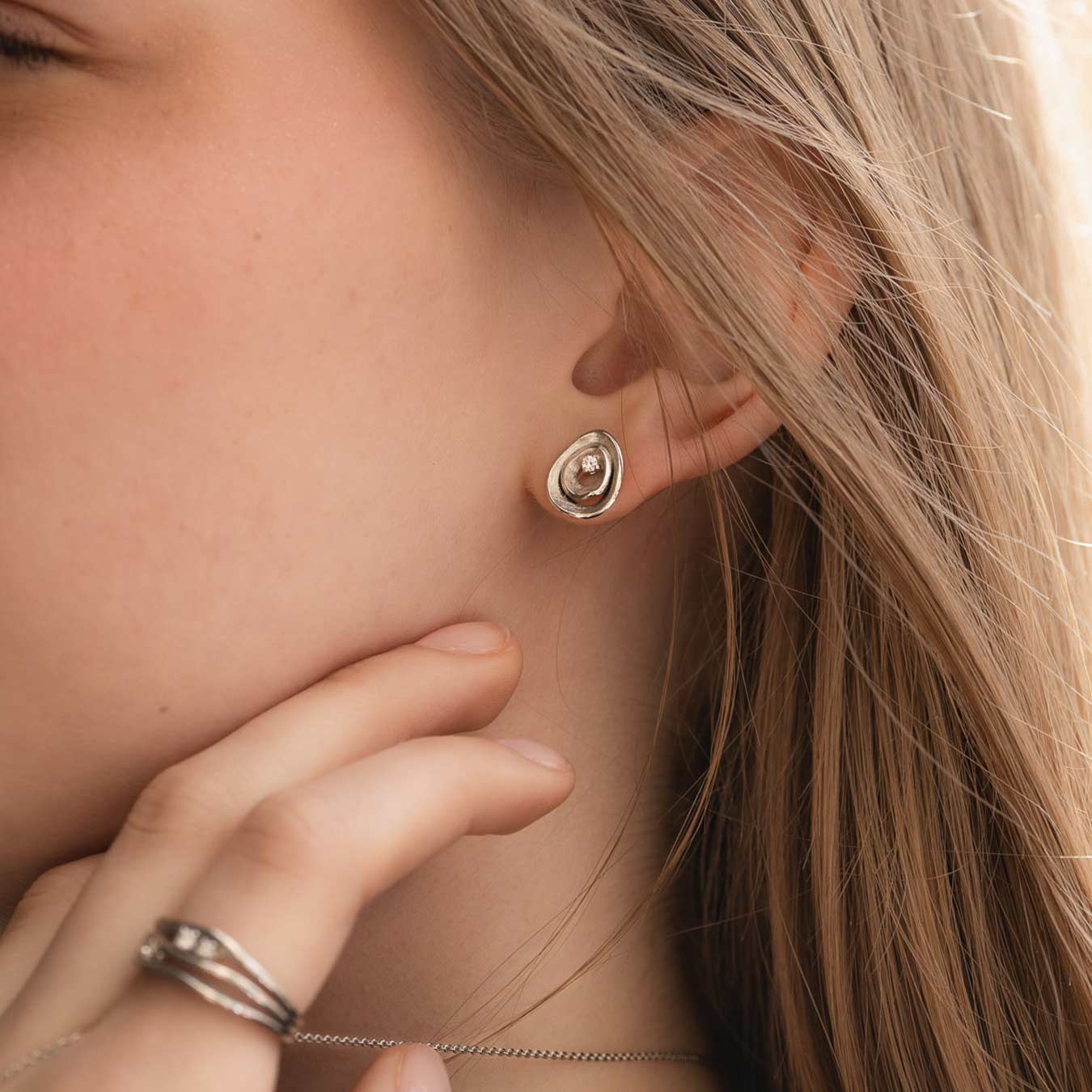 Ohrstecker "Wave" - 950 Platin