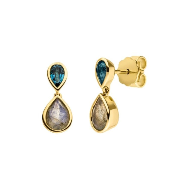 Ohrstecker mit Labradorit und Topas
