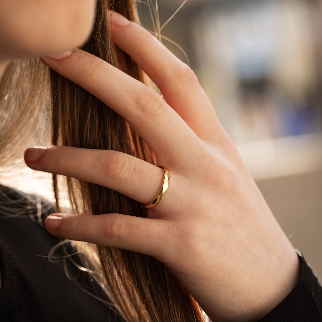 Facettenring - 585 Gelbgold