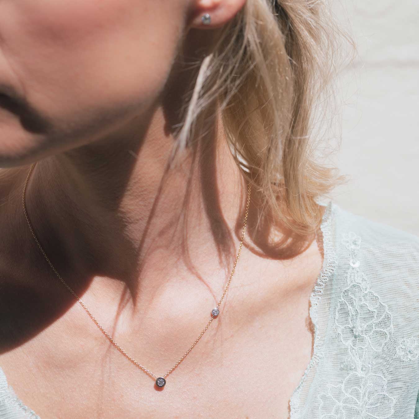 Damencollier "Contessa" - 585 Gelbgold/Weißgold