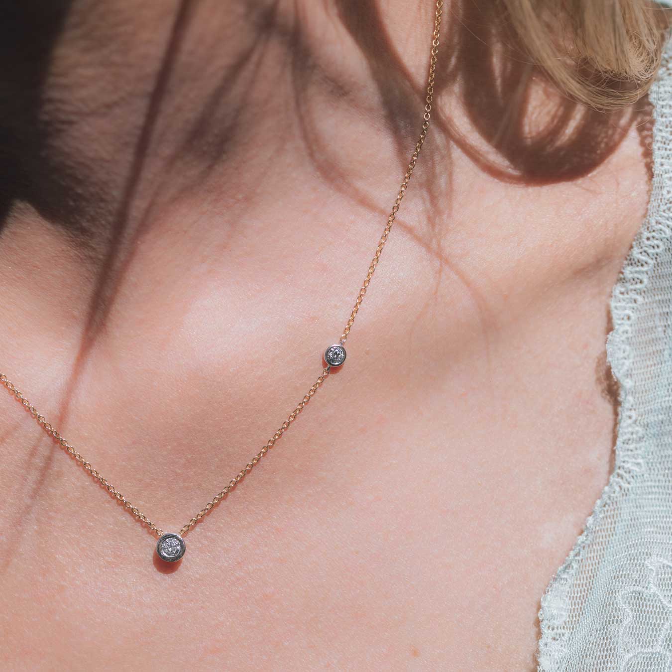 Damencollier "Contessa" - 585 Gelbgold/Weißgold