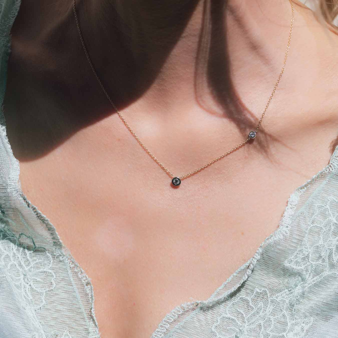 Damencollier "Contessa" - 585 Gelbgold/Weißgold