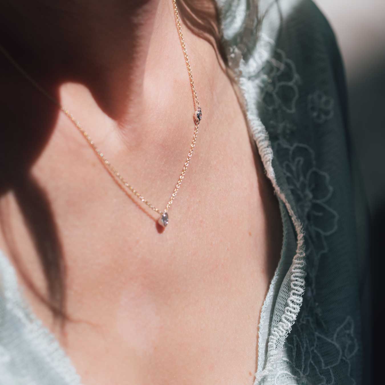 Damencollier "Contessa" - 585 Gelbgold/Weißgold