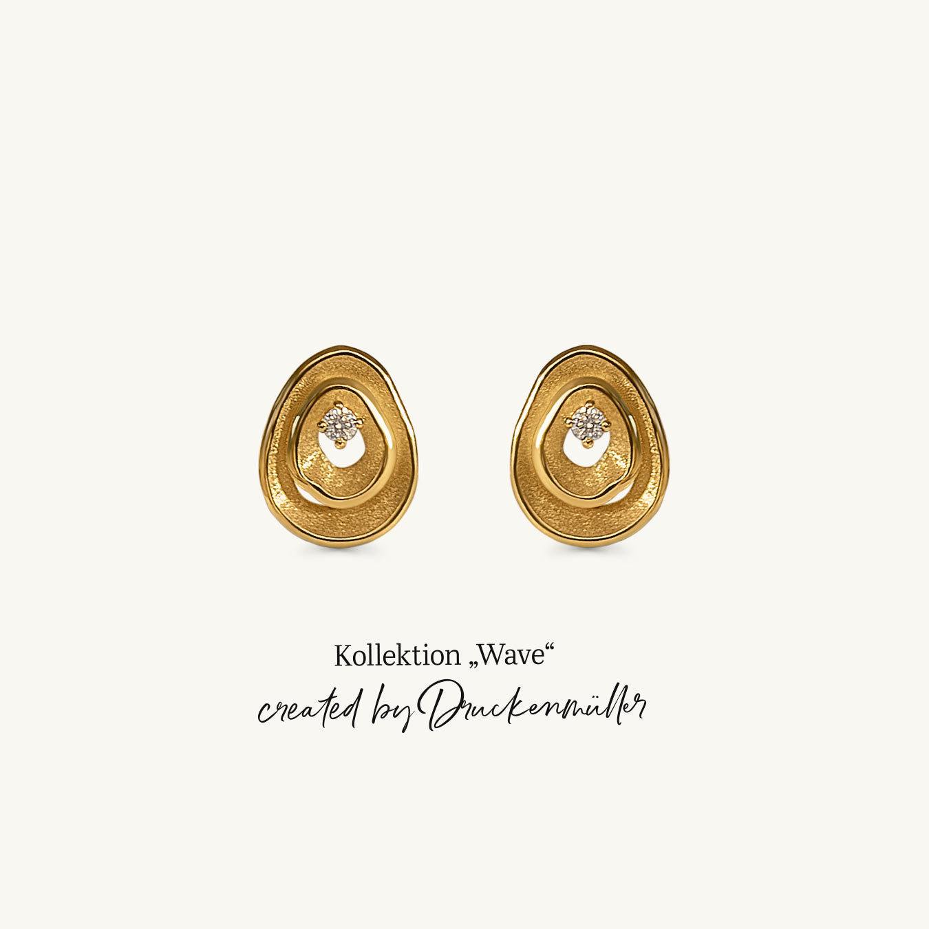 Ohrstecker "Wave" - 750 Gelbgold