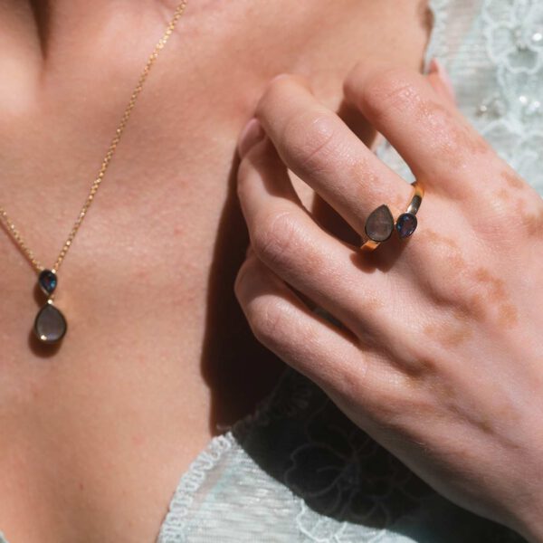 Ring mit Labradorit und Topas – Bild 3